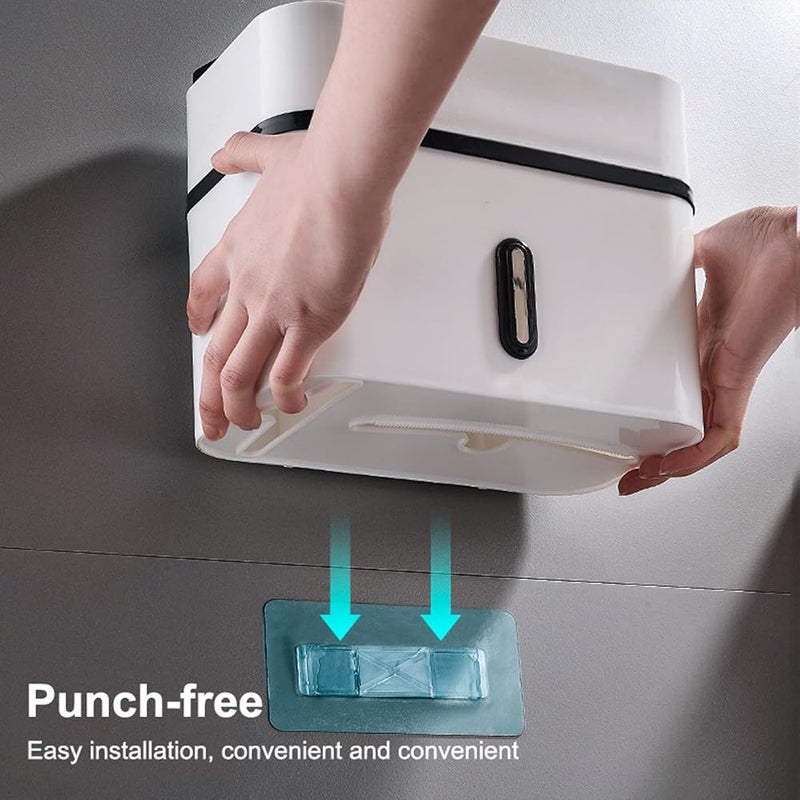 N.C NC NC NC NC NC Toilet Paper Holder Bathroom Tissue Box Home Carton Wall Organizer Wall Mounted Waterproof Roll Holder Rust-Proof Paper Towel Holder Multi-Function Toilet Paper Distributor No Drilling - Image 4