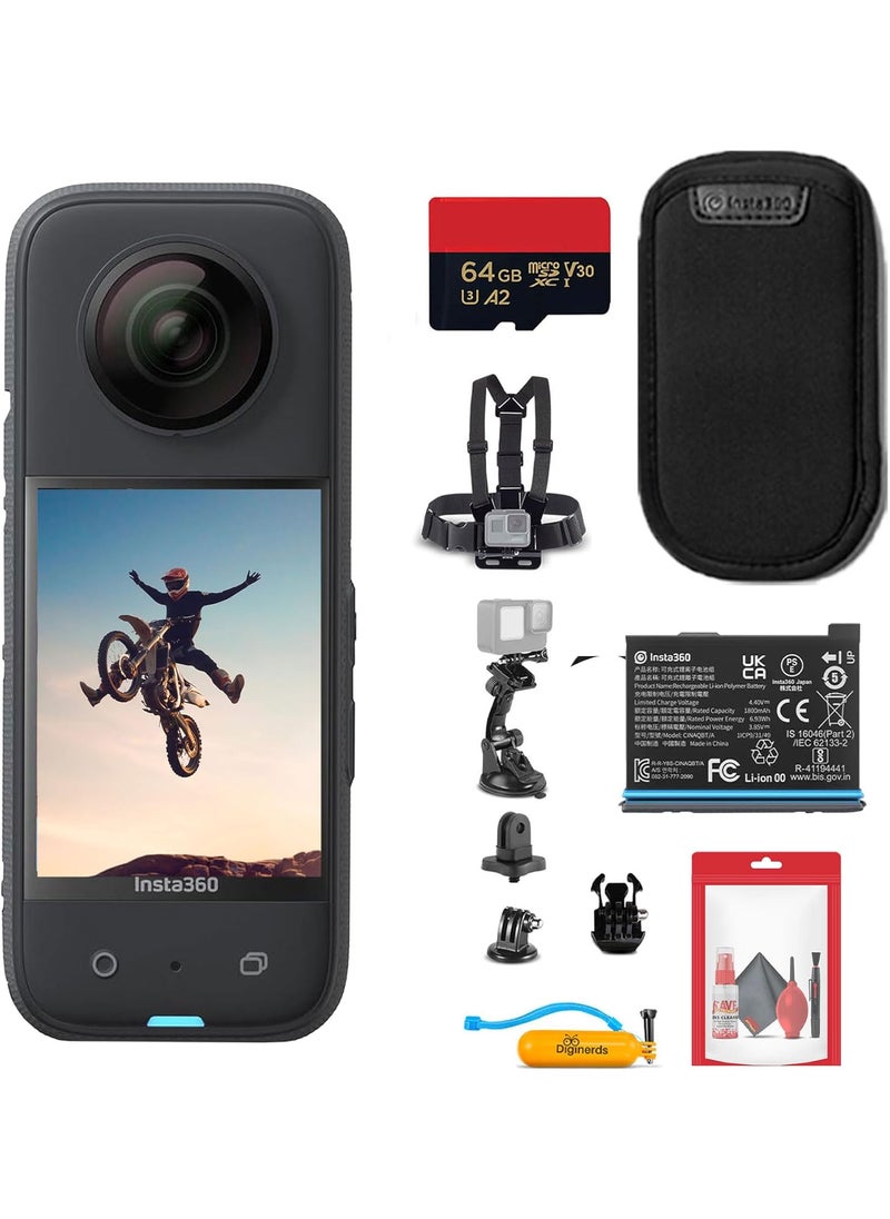 Insta360 Insta360 X3  Waterproof 360 Action Camera with 12 48MP Sensors 57K 360 Video 72MP 360 Photo Stabilization Touchscreen  50 in 1 Accessory Kit  64GB Card  Card Reader  More  - Image 1