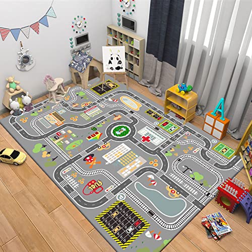 KEBEXXY Kids Rug Play Mat Great for Playing with Cars and Toys,Educational Kid Road and Traffic City Life Carpet,Children Baby Fun Throw Rug for Bedroom Play Room,31X47Inch/80X120CM - Image 4