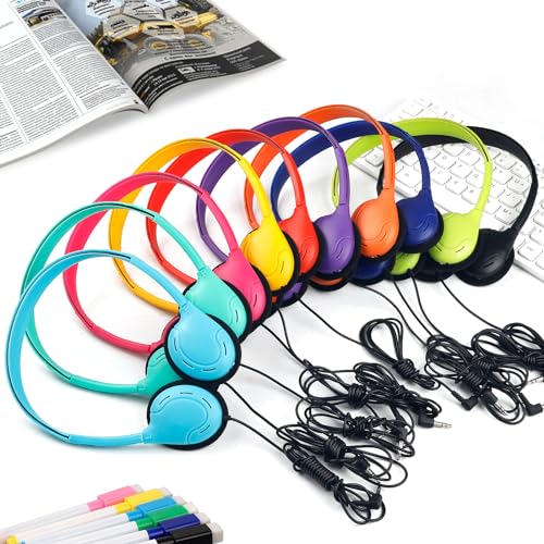 ZNXZXP Headphones Bulk 20 Pack for School Classroom School Student,Class Set of Headphones for Students Computer,Library,Online Lesson and Testing 3.5mm Jack (10 Multi Color) - Image 5