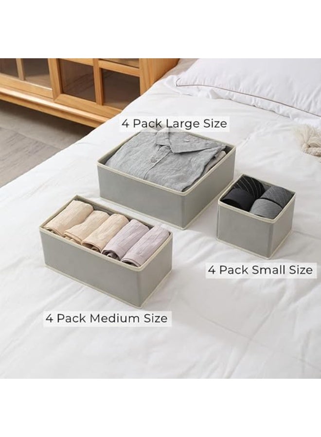 DUNISO 12 Pcs Clothes Drawer Organisers，Foldable Underwear Drawer Organizer and Closet Dividers，Storage Dresser Drawer Dividers，for Clothes, Socks, Bras, Underwear, Towels, Leggings, Jeans and Sweaters，Grey & White - Image 5