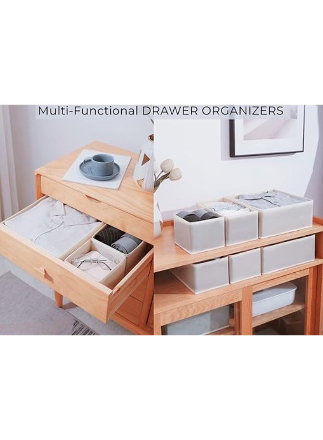 DUNISO 12 Pcs Clothes Drawer Organisers，Foldable Underwear Drawer Organizer and Closet Dividers，Storage Dresser Drawer Dividers，for Clothes, Socks, Bras, Underwear, Towels, Leggings, Jeans and Sweaters，Grey & White - Image 3