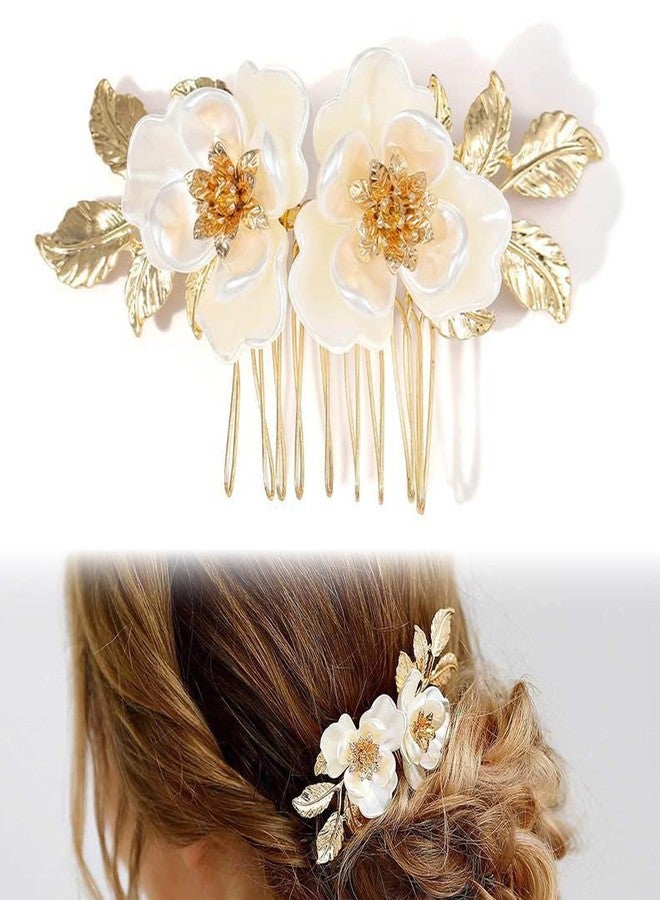 LINYUEARUI Vintage Bridal Flower Hair Comb for Women, Bridal Hair Clip Pearl Water Drill Bit Jewelry Girls Wedding Hair Accessories Retro Wedding Ball Birthday - Image 1