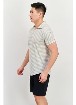 Project Essentials Men Regular Fit Stripe Short Sleeve Polo Shirt, Ivory  - Image 3