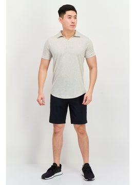 Project Essentials Men Regular Fit Stripe Short Sleeve Polo Shirt, Ivory  - Image 4