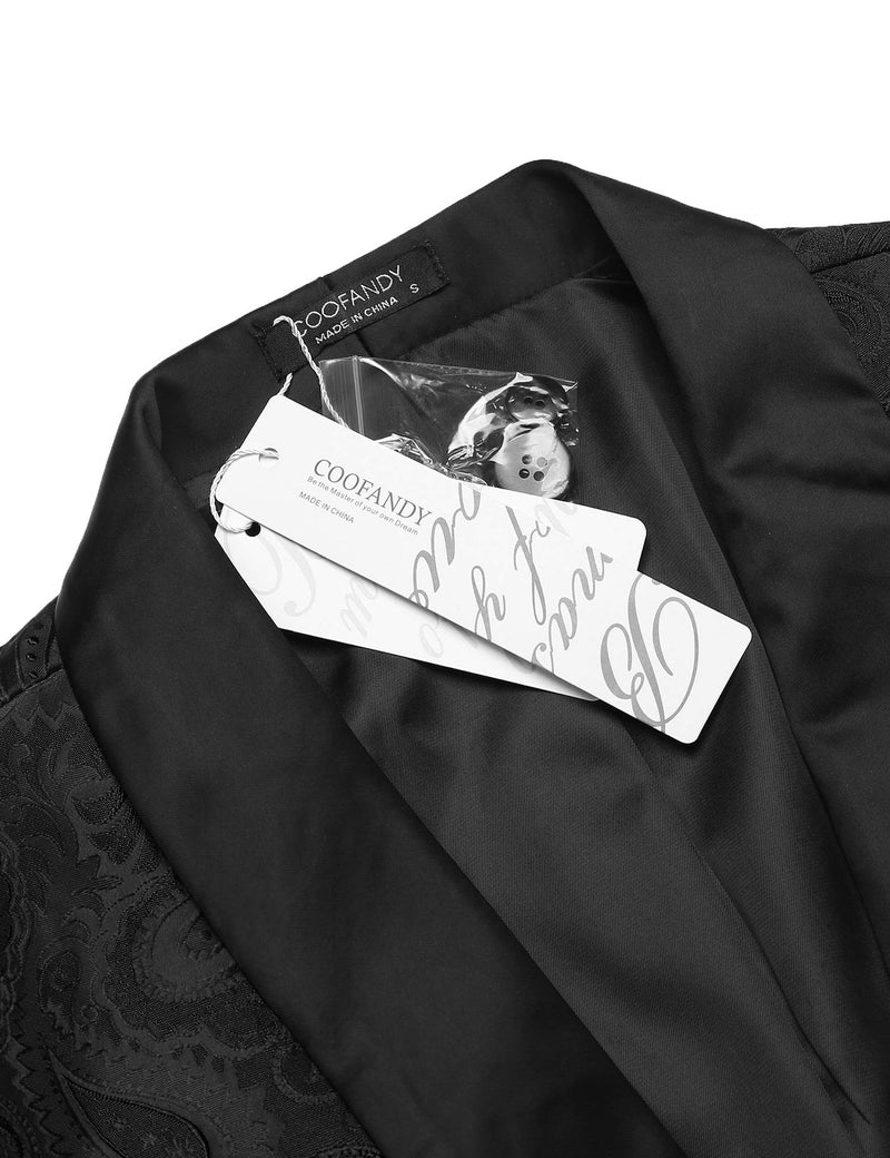 COOFANDY Mens Floral Tuxedo Jacket Paisley Suit Blazer Dinner Prom Jacket Halloween Tuxedo Black - Image 4