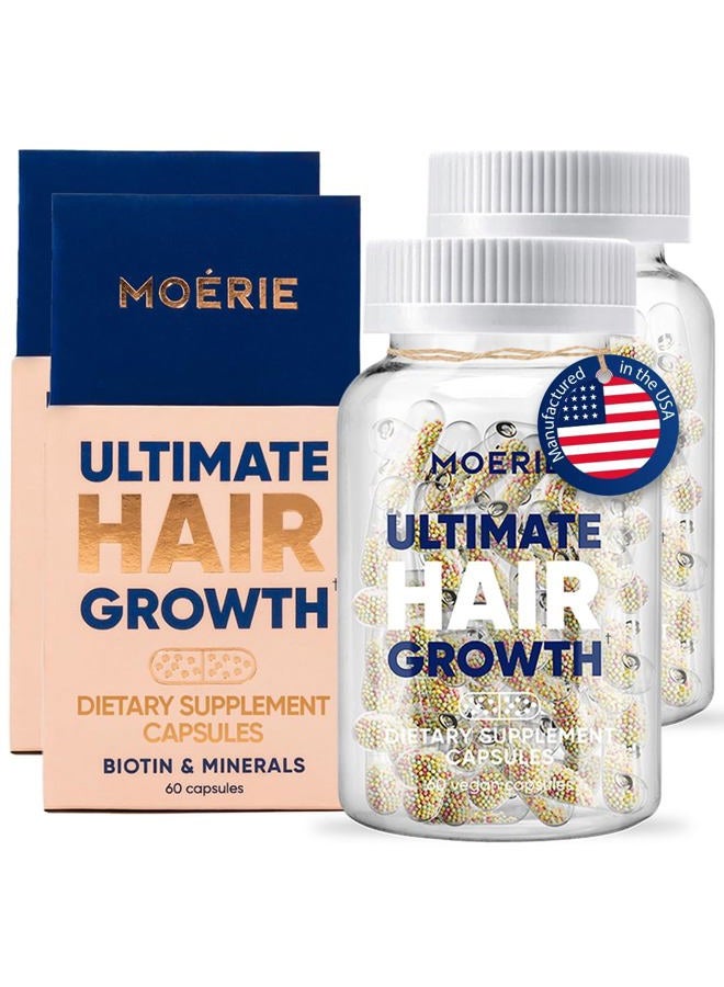 M MOÉRIE Hair Growth Supplement for Women & Men - Hair Skin and Nails Vitamins With Biotin, Q10 & Minerals - For Thicker, Fuller Hair & Hair Loss Treatment - Advanced Beadlet Delivery System - 120 Pills - Image 1