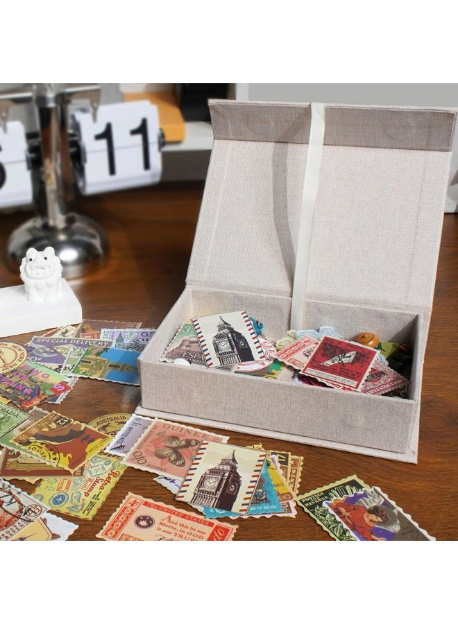 Hiwhy Photo Storage Box 5x7, Linen Photo Box, Memory Box Perfect to Store Your Photo, Pictures, Certificates, Scrapbooking Supplies, Keepsakes and Jewelry Beige - Image 3