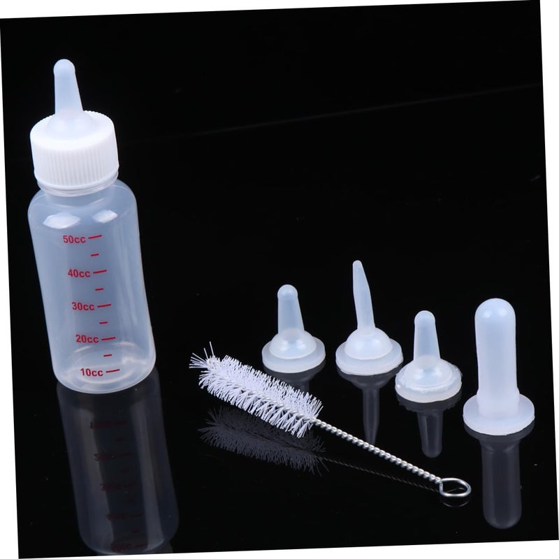 White Pet Feeding Bottle Set 2pcs with Nipples and Brush for Kittens Puppies - Image 4
