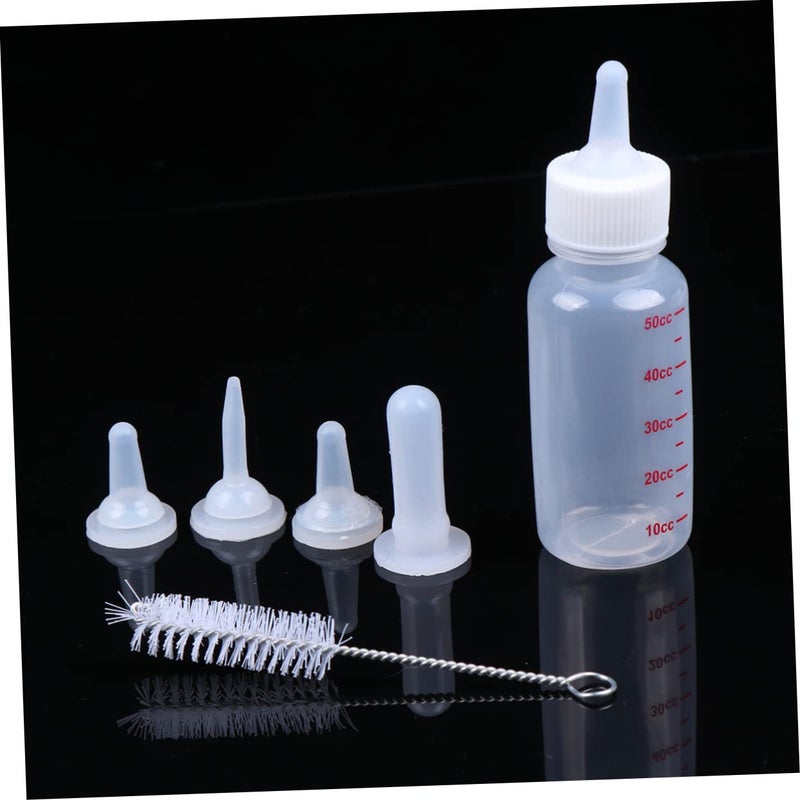 White Pet Feeding Bottle Set 2pcs with Nipples and Brush for Kittens Puppies - Image 3