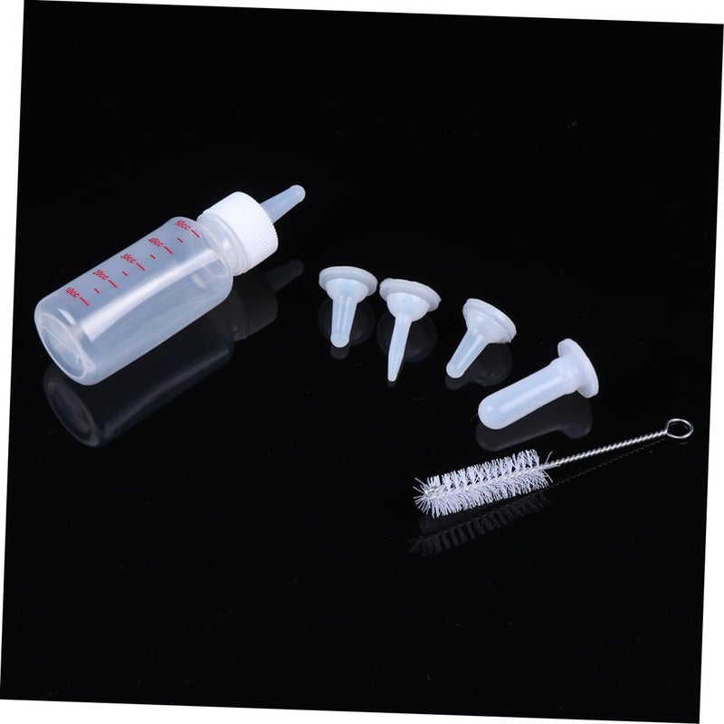 White Pet Feeding Bottle Set 2pcs with Nipples and Brush for Kittens Puppies - Image 5