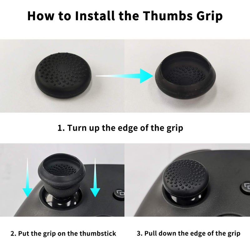 PlayVital Black Pure Series Anti-Slip Silicone Cover Skin for ps5 Controller, Soft Rubber Case for ps5 Wireless Controller with Black Thumb Grip Caps - Image 4