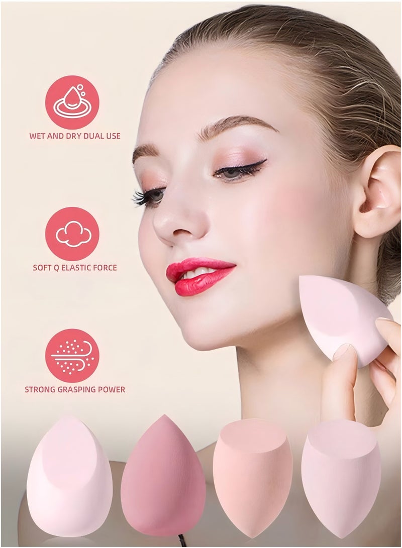 يي تشوان مجموعة إسفنجات المكياج المكونة من 14 قطعة - إسفنجة مكياج صغيرة متعددة الألوان ناعمة، إسفنجة بودرة طويلة الأمد للاستخدام الرطب والجاف للنساء (وردي) - Image 4