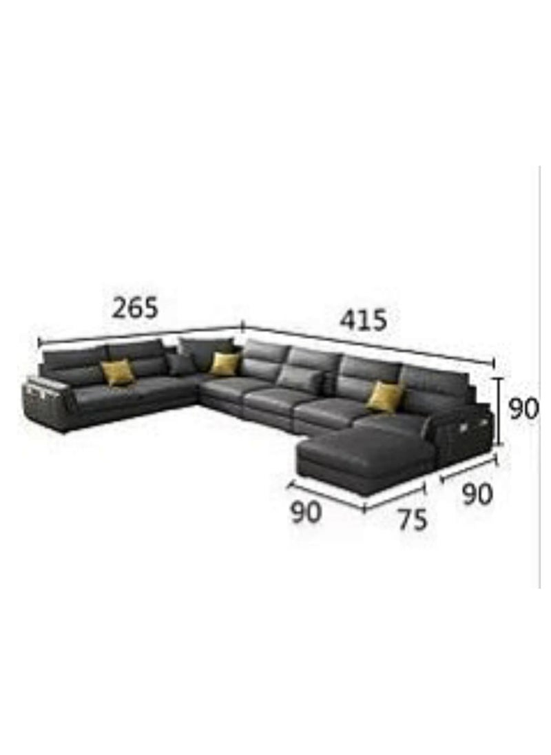 Poppins Home - Poppins Home Modern Minimalist Chic 7-Seater U-Shaped Sofa with Fluff-Infused Dacron Cushions - Image 1