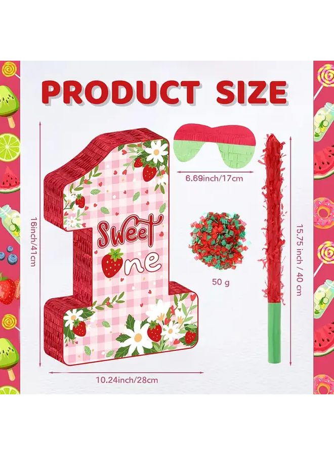 Strawberry Heart Number 1 Pinata For 1st Birthday Anniversary Party Decor - Image 2