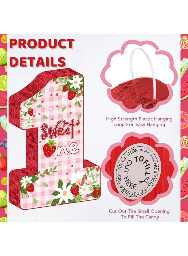 Strawberry Heart Number 1 Pinata For 1st Birthday Anniversary Party Decor - Image 3