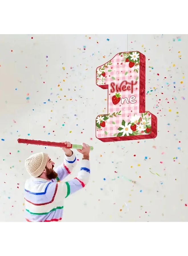 Strawberry Heart Number 1 Pinata For 1st Birthday Anniversary Party Decor - Image 5