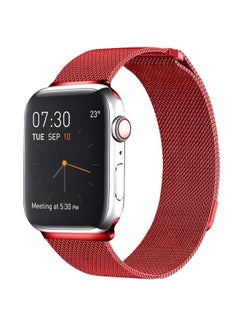 Replacement Strap Milanese Loop Magnetic Stainless Steel Watch Band for Apple Watch Ultra 49mm&Watch Ultra 2 49mm / Series 9&8&7 45mm / SE 3&SE 2&6&SE&5&4 44mm / 3&2&1 42mm Red