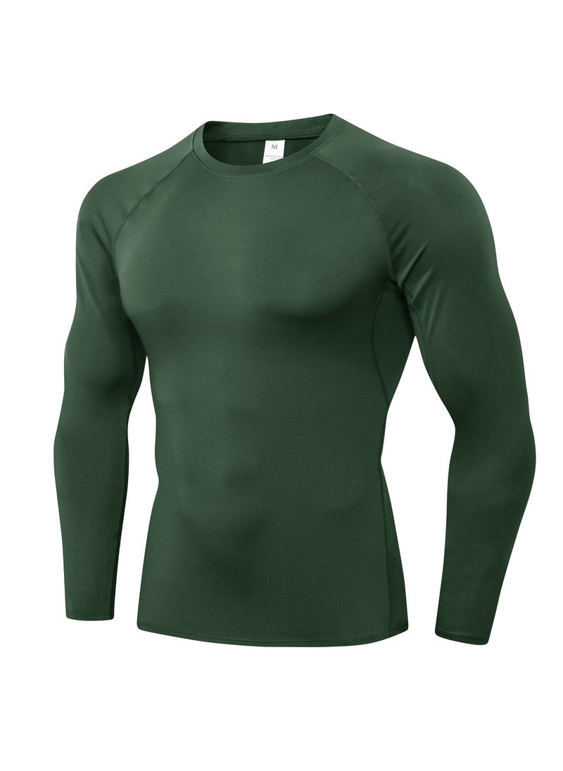 Loquat Men Quick Dry Breathable Long Sleeve Shirt Dark Green  - Image 1