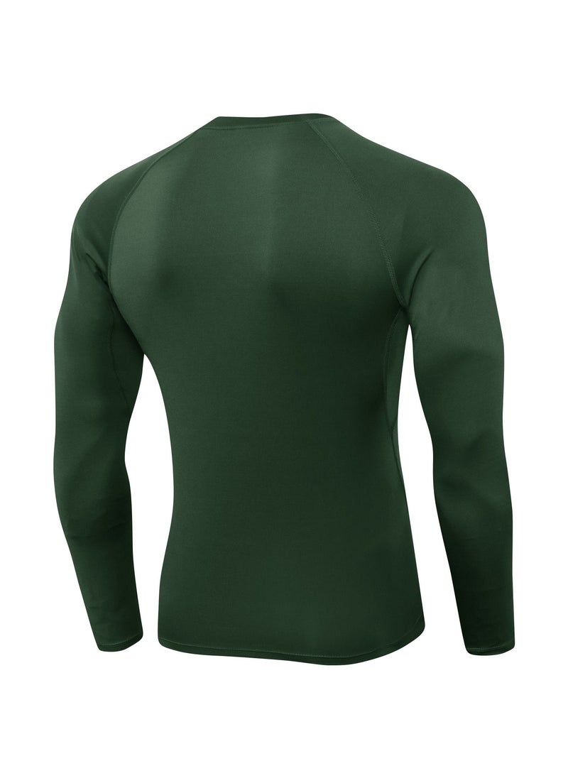 Loquat Men Quick Dry Breathable Long Sleeve Shirt Dark Green  - Image 2
