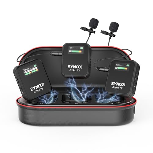 SYNCO Wireless Lavalier Mic System, G2(A2) PRO Dual Channel 656FT Transmission with Digital USB Outputs for DSLR/iPhone/Android/PC/Action cam, Professional-Lapel-Microphones-for-Camera - Image 1