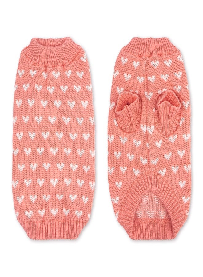 krastmon Dog Sweater Heart Puppy Sweater Warm Soft Pet Cloth Dog Outfits for Small Dogs and Cats (Pink, XL) - Image 2