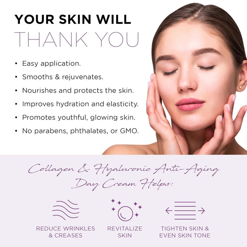 Azure Cosmetics Collagen & Hyaluronic Acid Face Moisturizer - Dermatologist Tested, Anti-Aging Cream for Fine Lines & Wrinkles - Ultra Hydrating Face Cream - Korean Skin Care - All Skin Type - 1.69 oz - Image 5