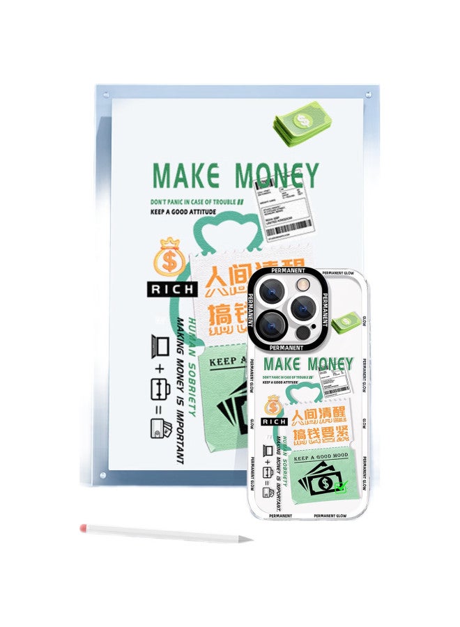 Xp Compatible Iphone 16 Pro Case, Full Lens Protection, Apple 16 Pro Transparent Soft Shell, Shockproof, Airbag Cooling, Silicone Cartoon Creative Design, For Men And Women - White Frame, Great Mood - Image 3