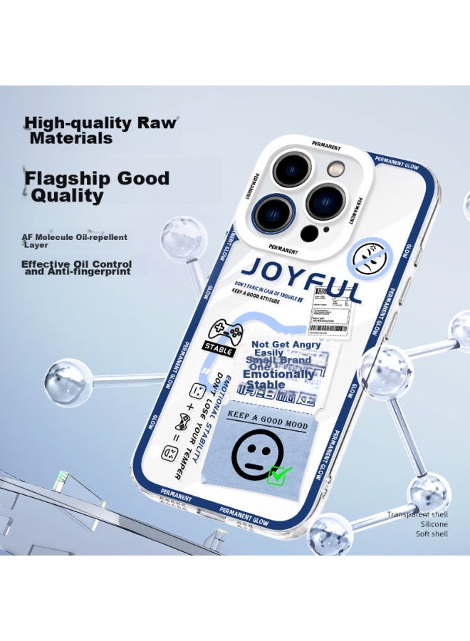 Xp Compatible Iphone 16 Pro Case, Full Lens Protection, Apple 16 Pro Transparent Soft Shell, Shockproof, Airbag Cooling, Silicone Cartoon Creative Design, For Men And Women - White Frame, Great Mood - Image 3