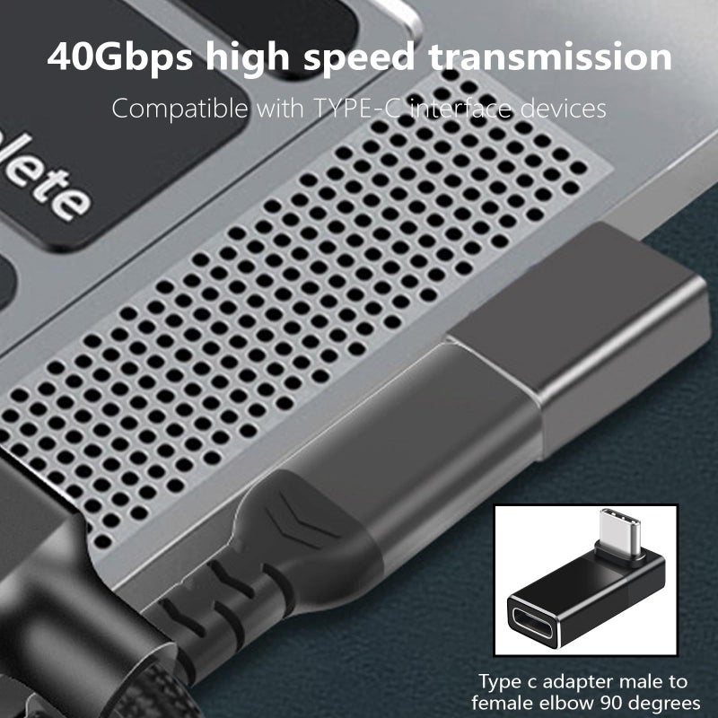 90 Degree USB C Adapter Standard Type C Male to Female Extender for Laptops Tablets Black - Image 3