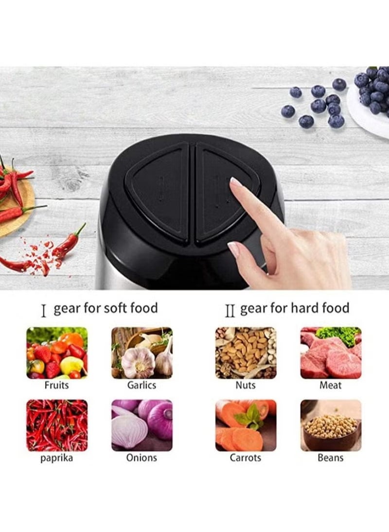 Electric Meat Grinder Meat Mincer, 2L/ 3L Stainless Steel Electric Food Chopper Food Processor Machine for Meat, Vegetables, Fruits and Nuts, Fast & Slow 2 Speed, 4 Sharp Blades,2L
