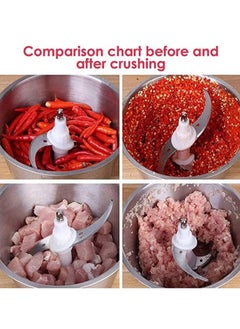 Gonice Electric Meat Grinder Meat Mincer, 2L/ 3L Stainless Steel Electric Food Chopper Food Processor Machine for Meat, Vegetables, Fruits and Nuts, Fast & Slow 2 Speed, 4 Sharp Blades,2L  - Image 4