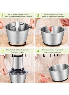 Gonice Electric Meat Grinder Meat Mincer, 2L/ 3L Stainless Steel Electric Food Chopper Food Processor Machine for Meat, Vegetables, Fruits and Nuts, Fast & Slow 2 Speed, 4 Sharp Blades,2L  - Image 5