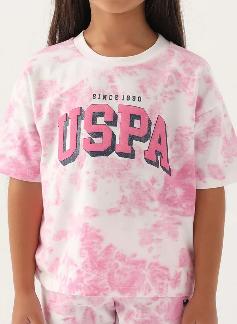 U.S. Polo Assn. U.S. Polo Assn. Girls Beige-Orchid Bermuda Set