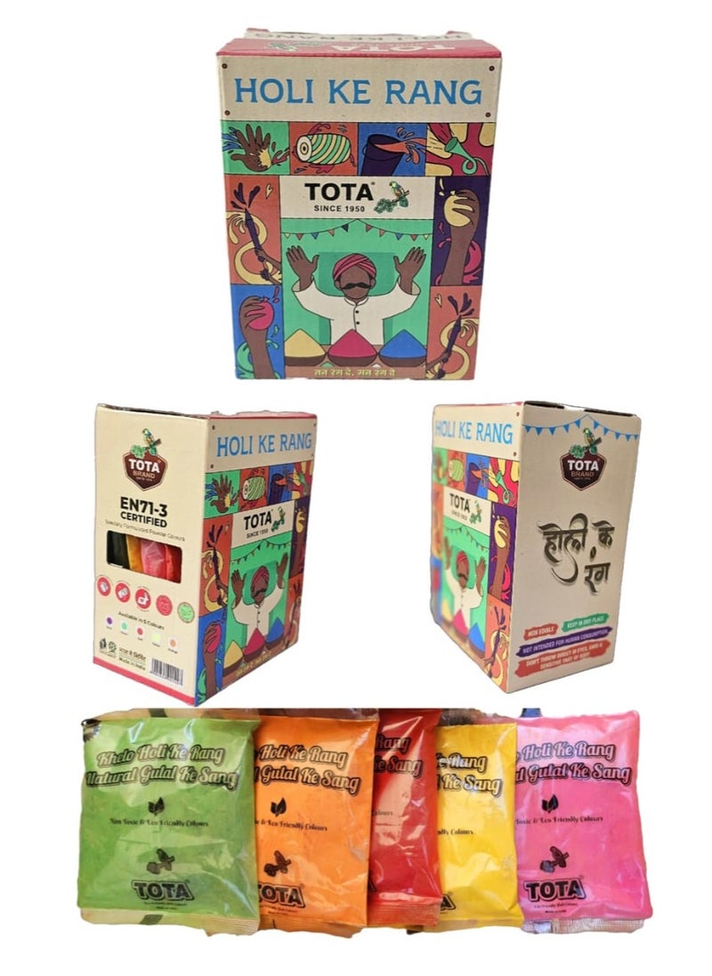 TOTA Tota Holi ke rang New Box | Pack of 5 colors | total 300 g Gulal  - Image 1
