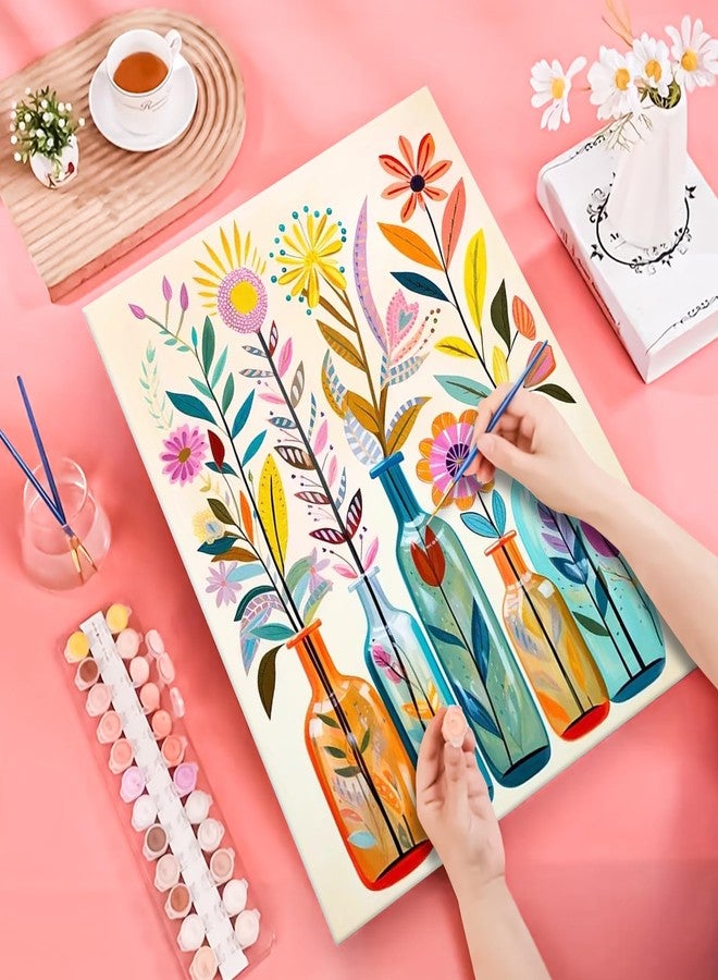 JATOK Paint by Numbers Kit for Adults Beginners, Flowers DIY Easy Acrylic Oil Painting by Numbers on Canvas, Paint-by-Numbers Drawing Kits for Gift Home Wall Decor Without Frame 16x20in - Image 3