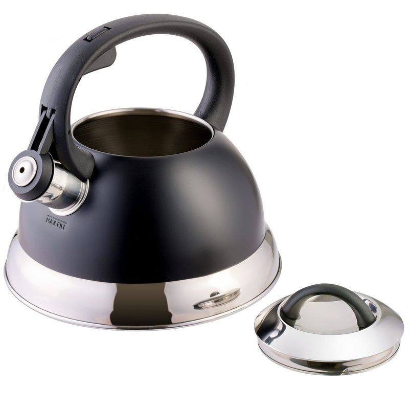 Mr. Coffee Flintshire 1.75-Quart Stainless Steel Whistling Tea Kettle with Nylon Handle â€“ Matte Black Stove-Top Kettle for Boiling Water - Image 3