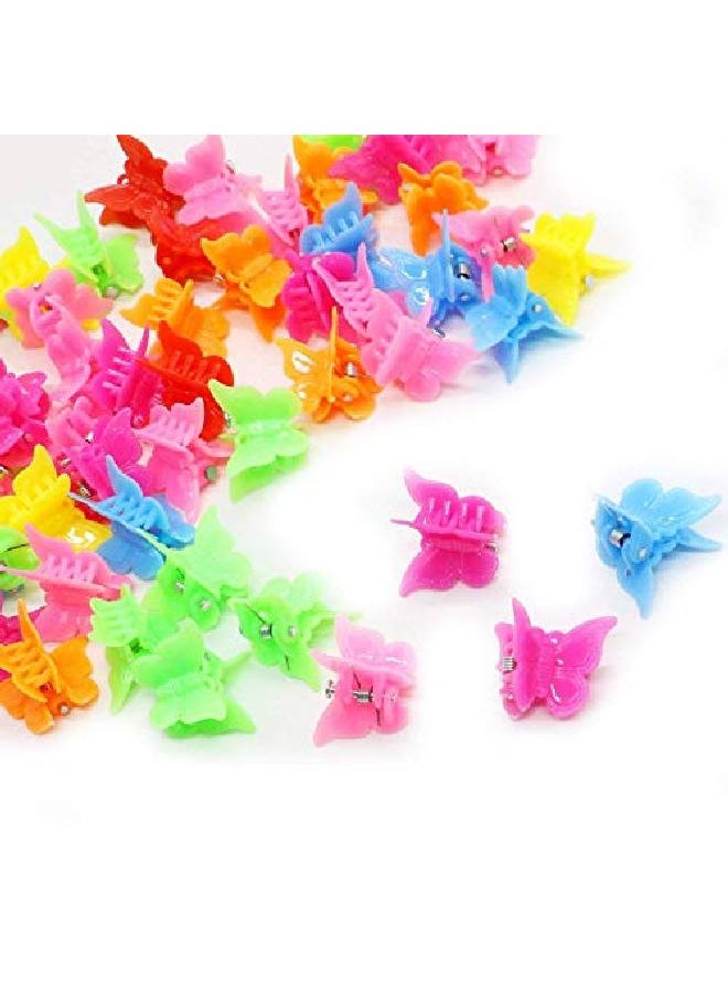 esowemsn 50 Pcs Mixed Color Mini Plastic Beautiful Butterfly Hair Clips Hair Accessories Hair Clip For Women Lady And Girls(Random Color)  - Image 1