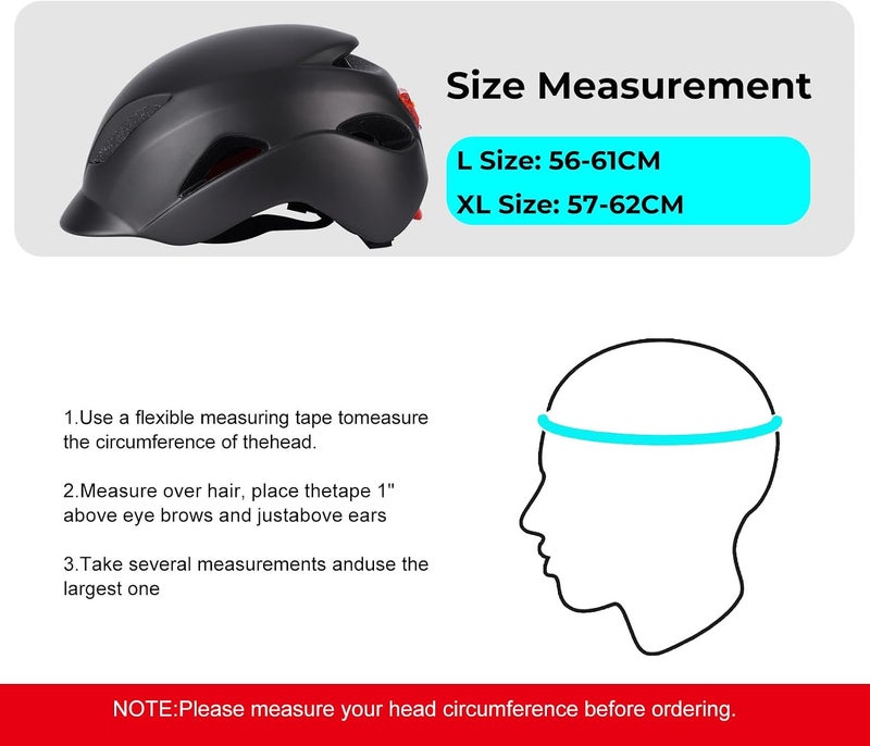 Oasisgalore Bike Helmet with LED Light, Adjustable Cycling Safety MTB & Scooter Cycle Accessorie Bicycle Helmet for Adult Men & Women - خوذة دراجة هوائية، خوذه - Image 2
