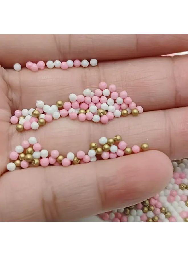 Golden Powder White Candy Beads For Nail Art DIY Filler And Cake Decoration - Image 1