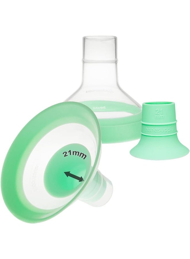 Nenesupply 21mm Flange Inserts and 24mm Flanges Compatible with Medela Breast Pump Parts Replacement 21mm Flange for Medela Pumps Work w Pump in Style Parts Symphony Swing Maxi Harmony Personalfit - Image 1