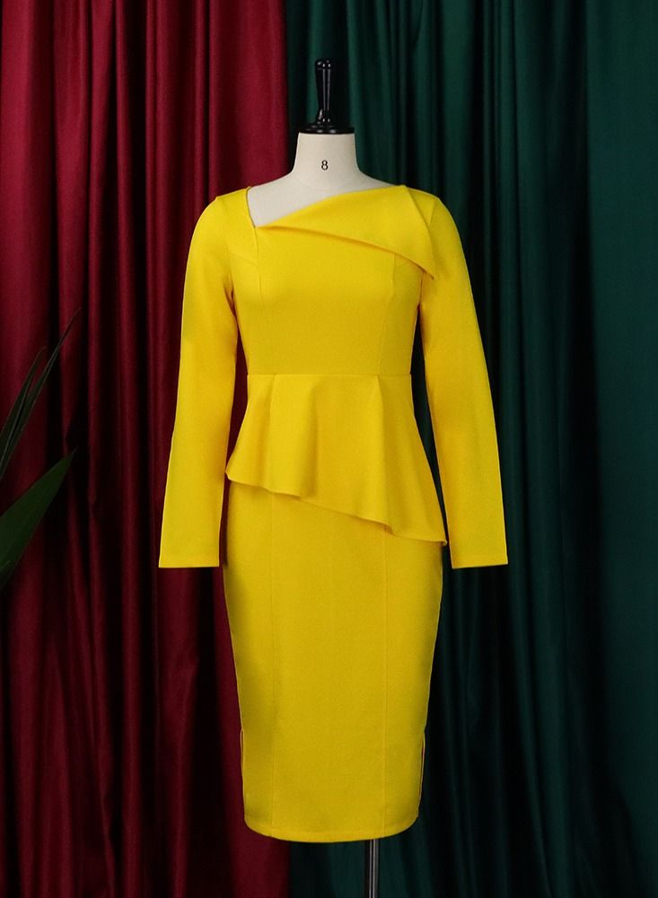 Loquat New Fashion Elegant Dress Yellow  - Image 1