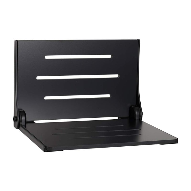 Seachrome SHAF185155PBSSMB High Back Silhouette Folding Wall Mount Shower Bench Seat with Matte Black Frame