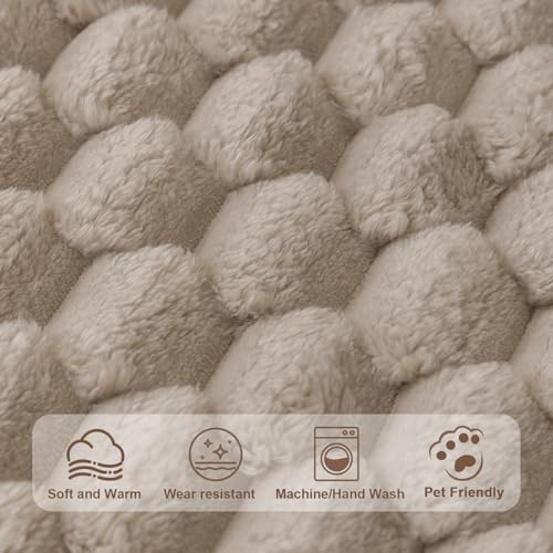 Aucrovee Soft Plush Faux Fur Couch Cover, Fluffy Non Slip Sectional Sofa Covers for 3 Cushion Couch, Furniture Protector Sofa Slipcover(1 PCS 36"x36" Khaki) - Image 4