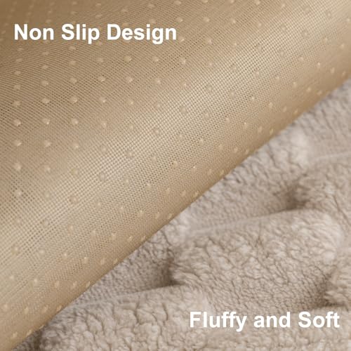 Aucrovee Soft Plush Faux Fur Couch Cover, Fluffy Non Slip Sectional Sofa Covers for 3 Cushion Couch, Furniture Protector Sofa Slipcover(1 PCS 36"x36" Khaki) - Image 5