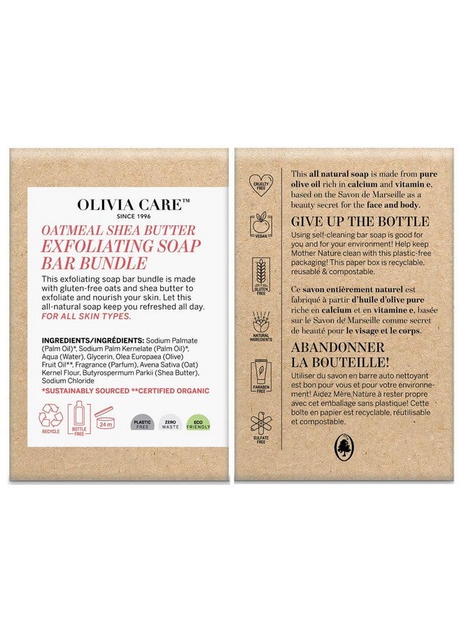 Olivia Care Exfoliating Bar Soap 3 Pack By Olivia Care 100% Natural & Organic Infused With Shea Butter & Oats Deep Clean Refreshing Moisturizing & Hydrating Triplemilled 3 X 5 Oz - Image 3