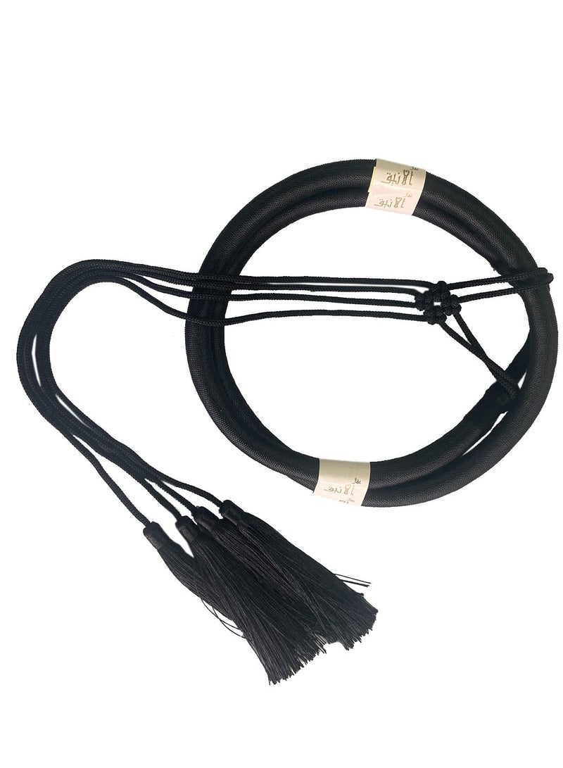 Loquat Arabian Head Hoop For Man Polypropylene Headband With Tassels And Woven Flower Black 