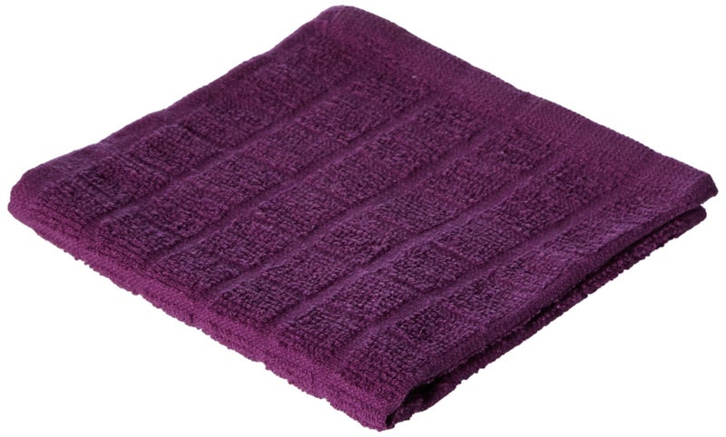 DII Basic Terry Collection Solid Windowpane Dishcloth Set, 12x12, Eggplant, 6 Piece - Image 1