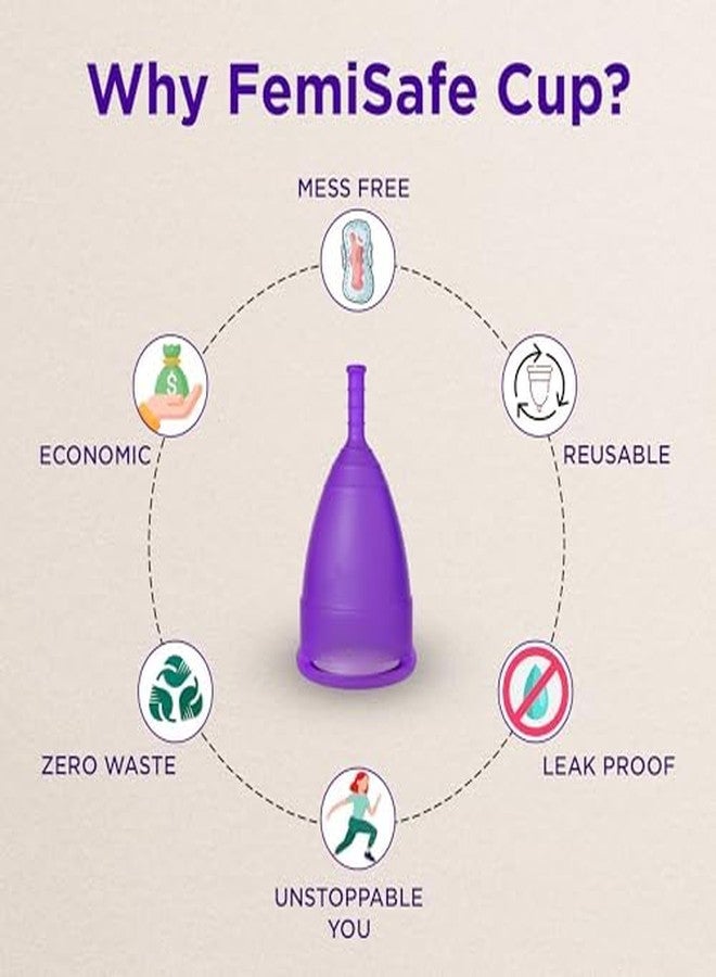 FemiSafe Reusable Menstrual Cup with Pouch | Medium Size | Made with 100% Medical Grade Silicone | BPA-Free, Odour-Free & Rash-Free | Protection for Up to 10-12 Hours | Pack of 1 - Image 4