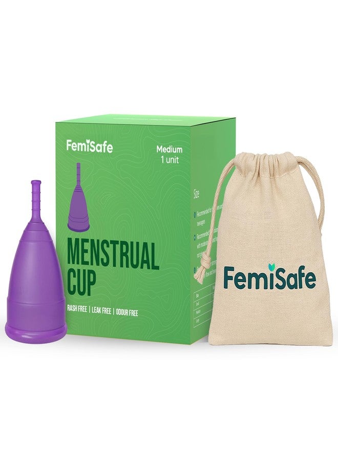 FemiSafe Reusable Menstrual Cup with Pouch | Medium Size | Made with 100% Medical Grade Silicone | BPA-Free, Odour-Free & Rash-Free | Protection for Up to 10-12 Hours | Pack of 1 - Image 1